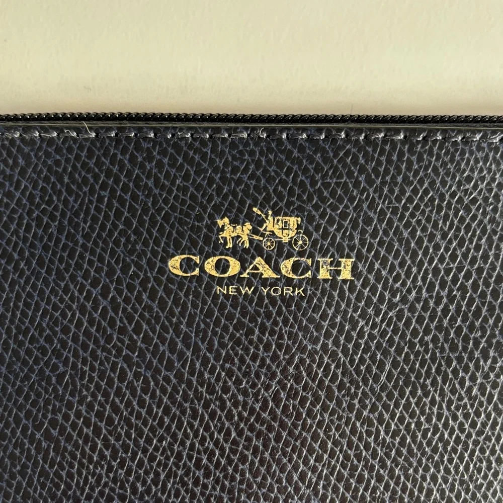 Coach Navy Blue Leather‎ Corner Wristlet